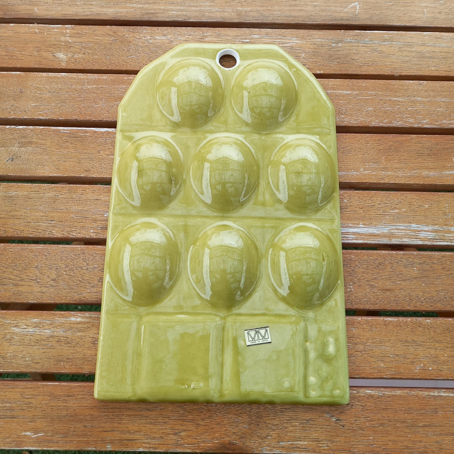 Vintage Green Ceramic Devilled Egg Hanging Dish – Made in Japan-Vintage Kitchenware-Tilbrook and Co