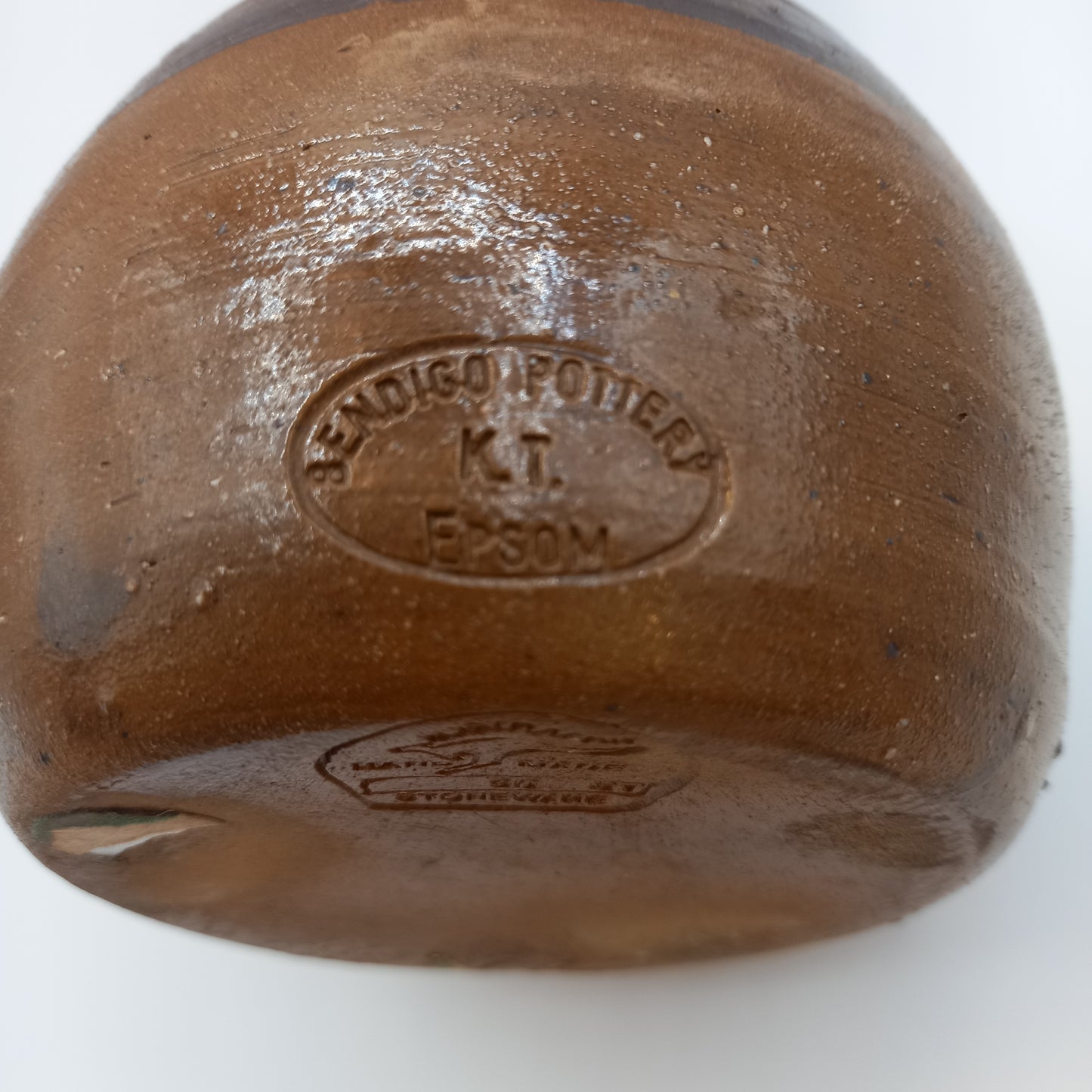 Bendigo Pottery Epsomware vase, circa 1980, with natural earthy glaze and elegant silhouette, approx. 24 cm high