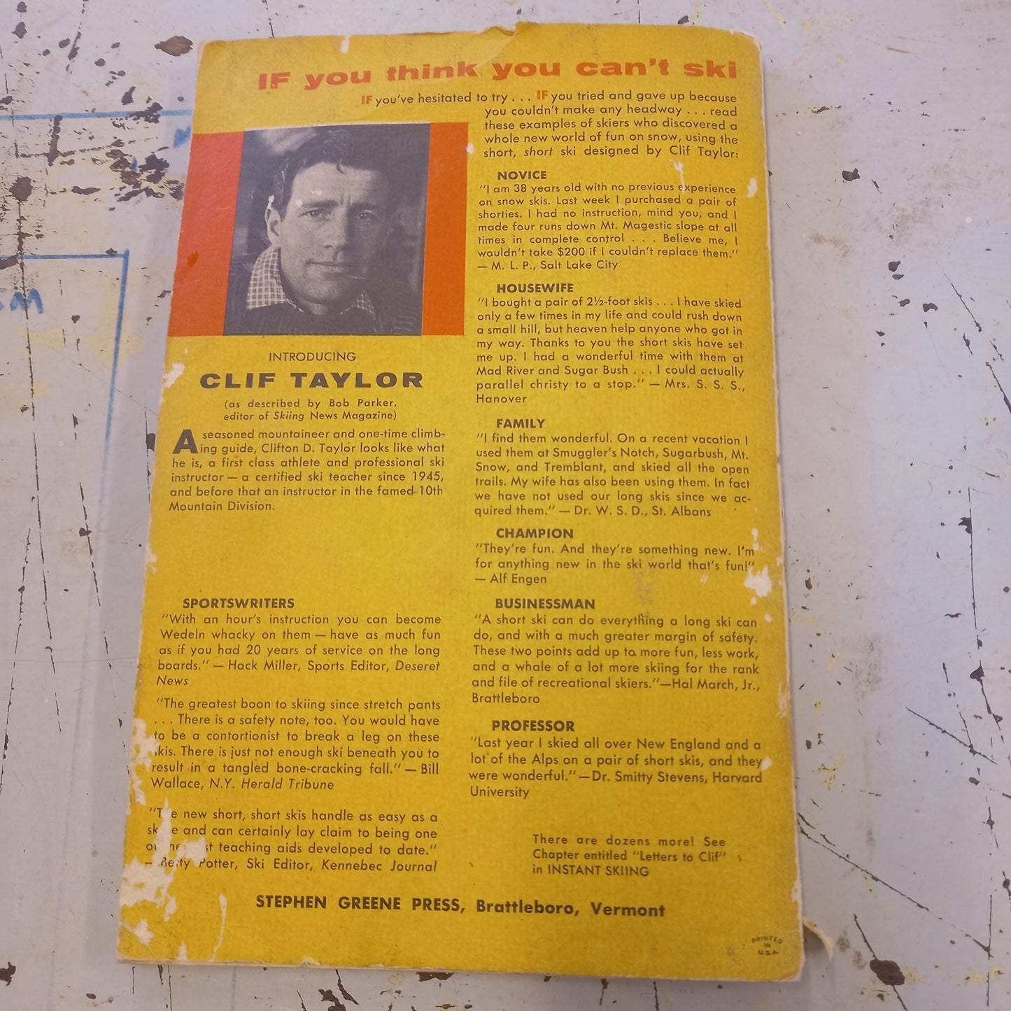 Instant Skiing: On Short, Short Skis by Clif Taylor (1961) – Vintage Ski Instruction Book-Book - Sports & Recreation-Tilbrook and Co