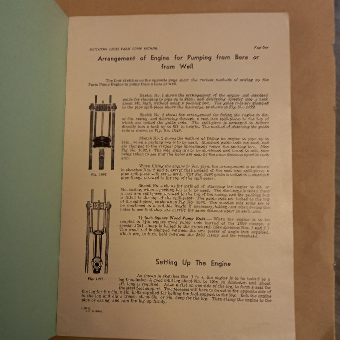 Instruction Manual for Southern Cross Farm Pump Engines – Southern Cross – 1959 Softcover (Very Good)-Agricultural Equipment Manuals-Tilbrook and Co