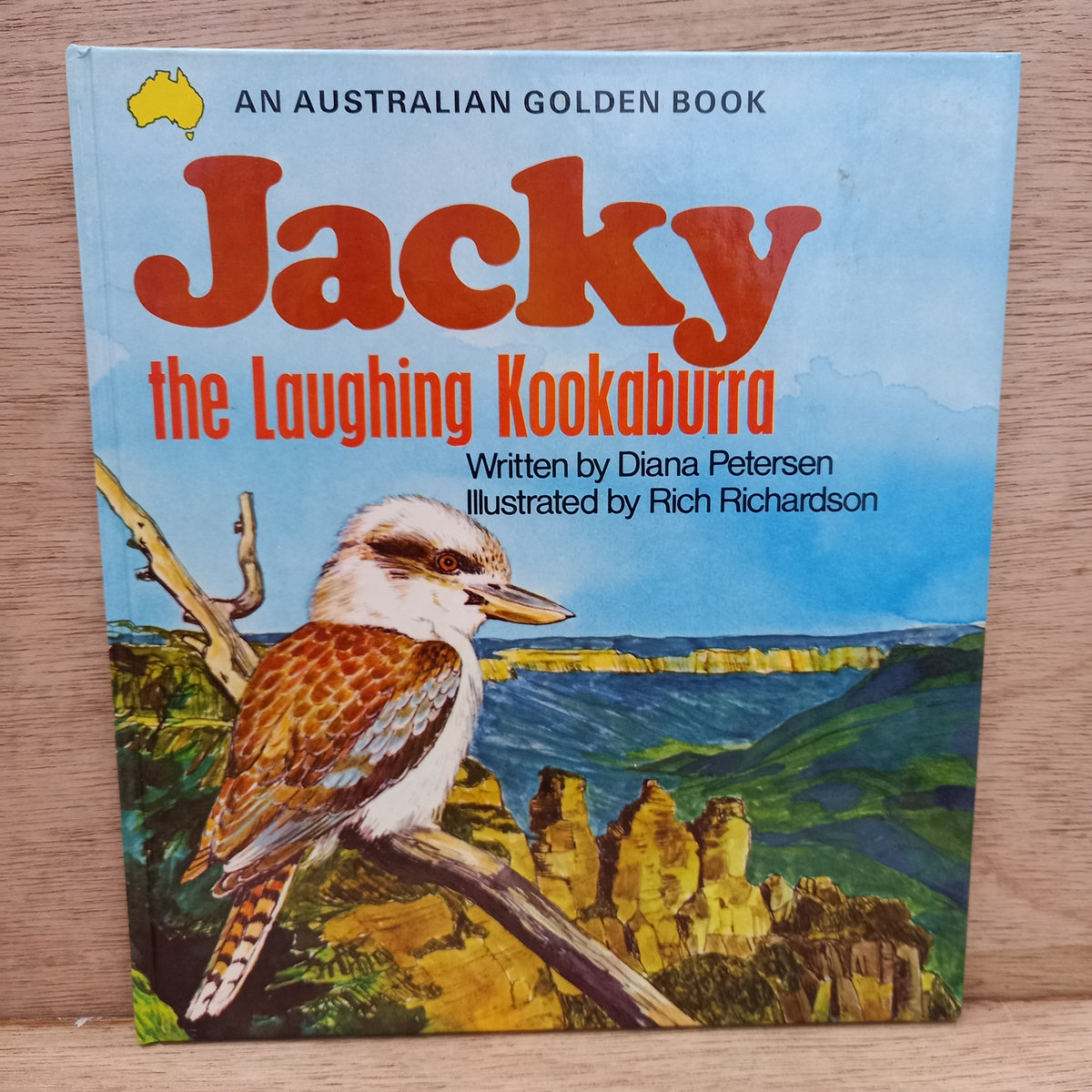 Jacky the Laughing Kookaburra by Diana Petersen, illustrated by Rich Richardson, 1974 Golden Press Australian Golden Book hardcover children's picture book.