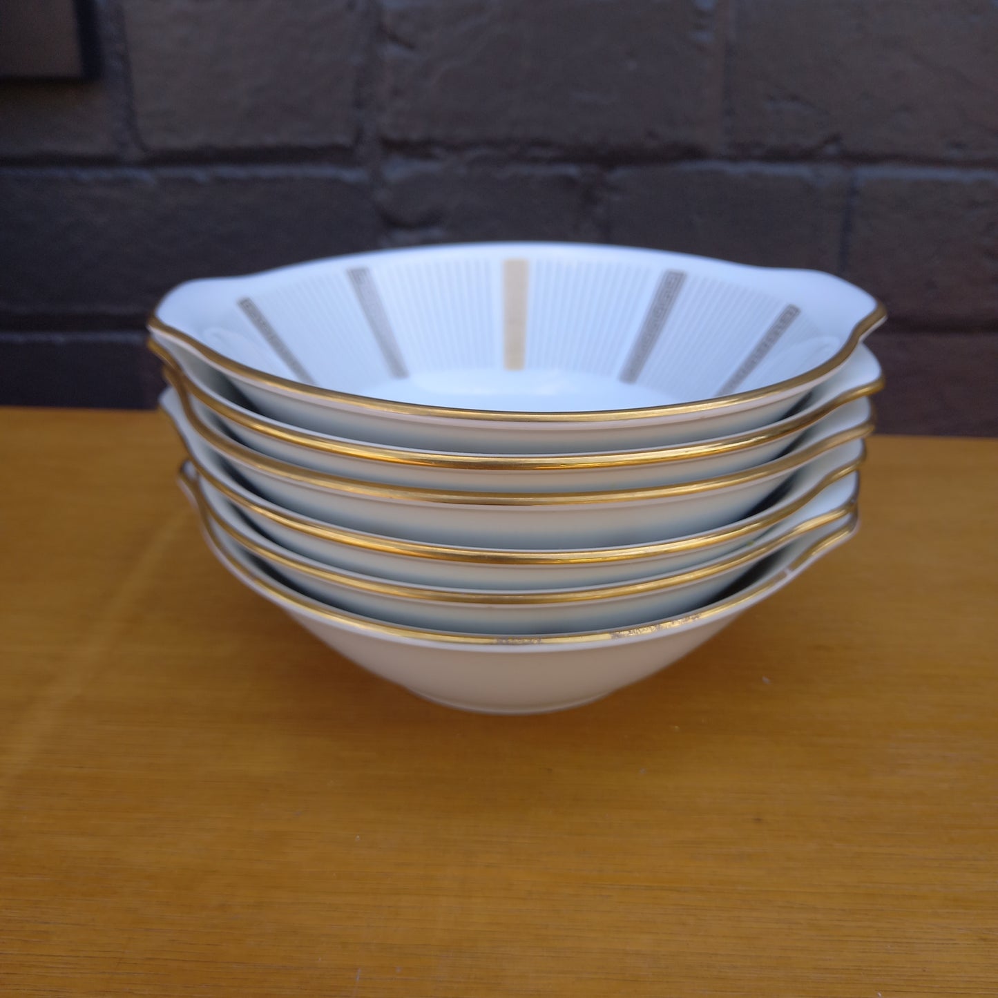 Noritake Humoresque Lugged Bowls – Set of 6, Japan Pattern #6685, Vintage Mid-Century Modern-Vintage Dinnerware-Tilbrook and Co