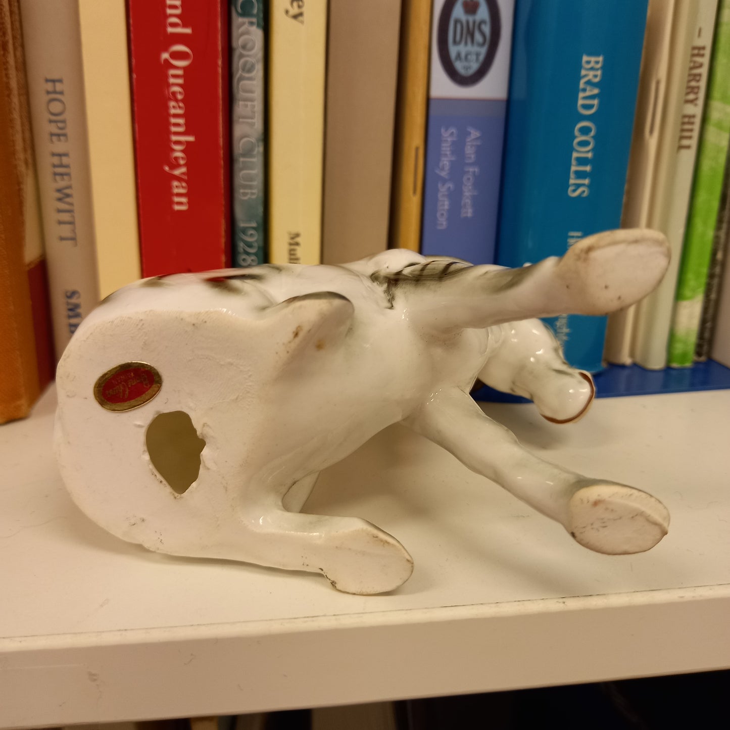 Retro Sitting Zebra Figurine – Bone China (Made in Taiwan)-Vintage Figurine-Tilbrook and Co