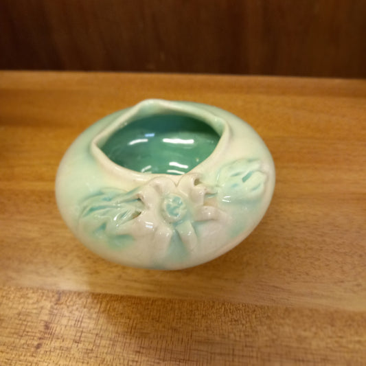 Florann Pottery Small Green Vase – Flannel Flower Design-Vintage Australian pottery / Studio art vase-Tilbrook and Co