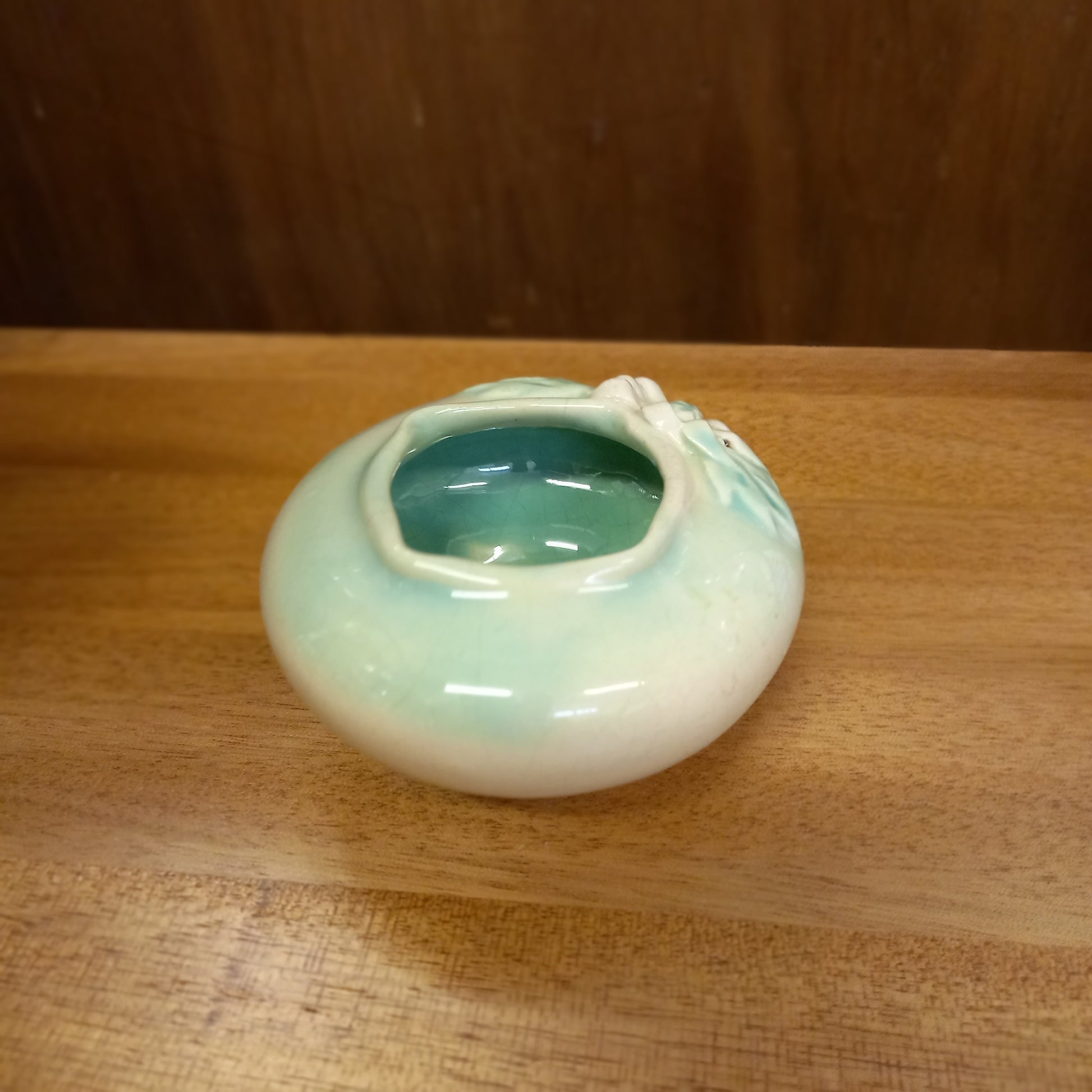 Florann Pottery Small Green Vase – Flannel Flower Design-Vintage Australian pottery / Studio art vase-Tilbrook and Co