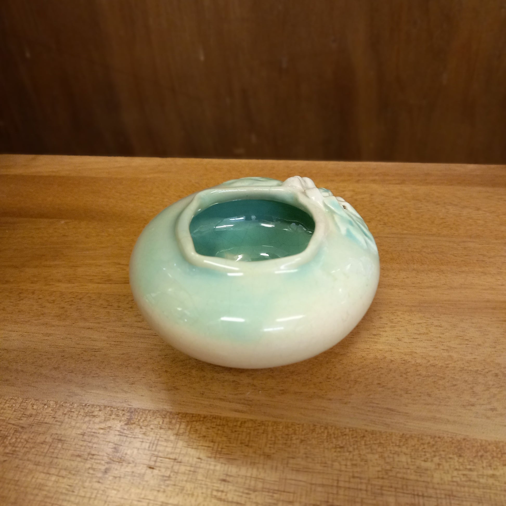Florann Pottery Small Green Vase – Flannel Flower Design-Vintage Australian pottery / Studio art vase-Tilbrook and Co