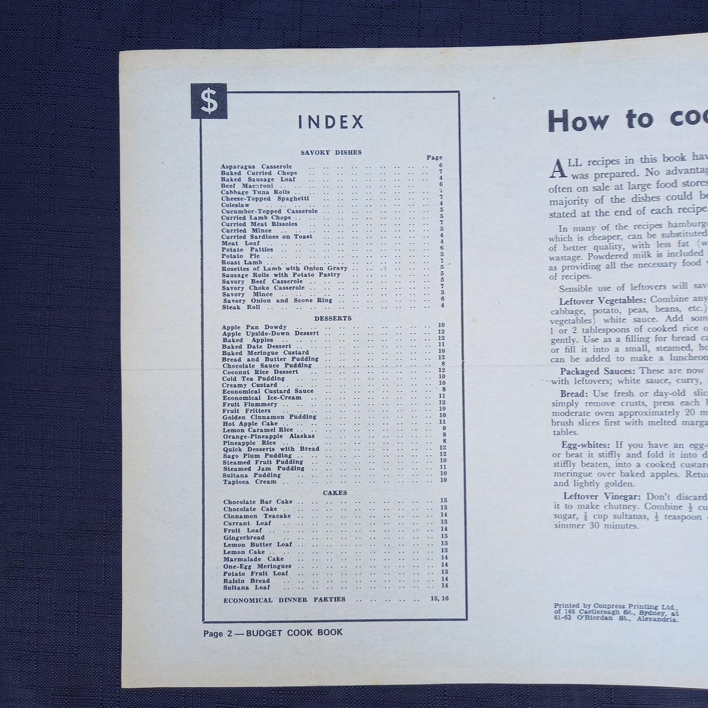 The Australian Women's Weekly presents Budget Cook Book-Ephemera-Tilbrook and Co