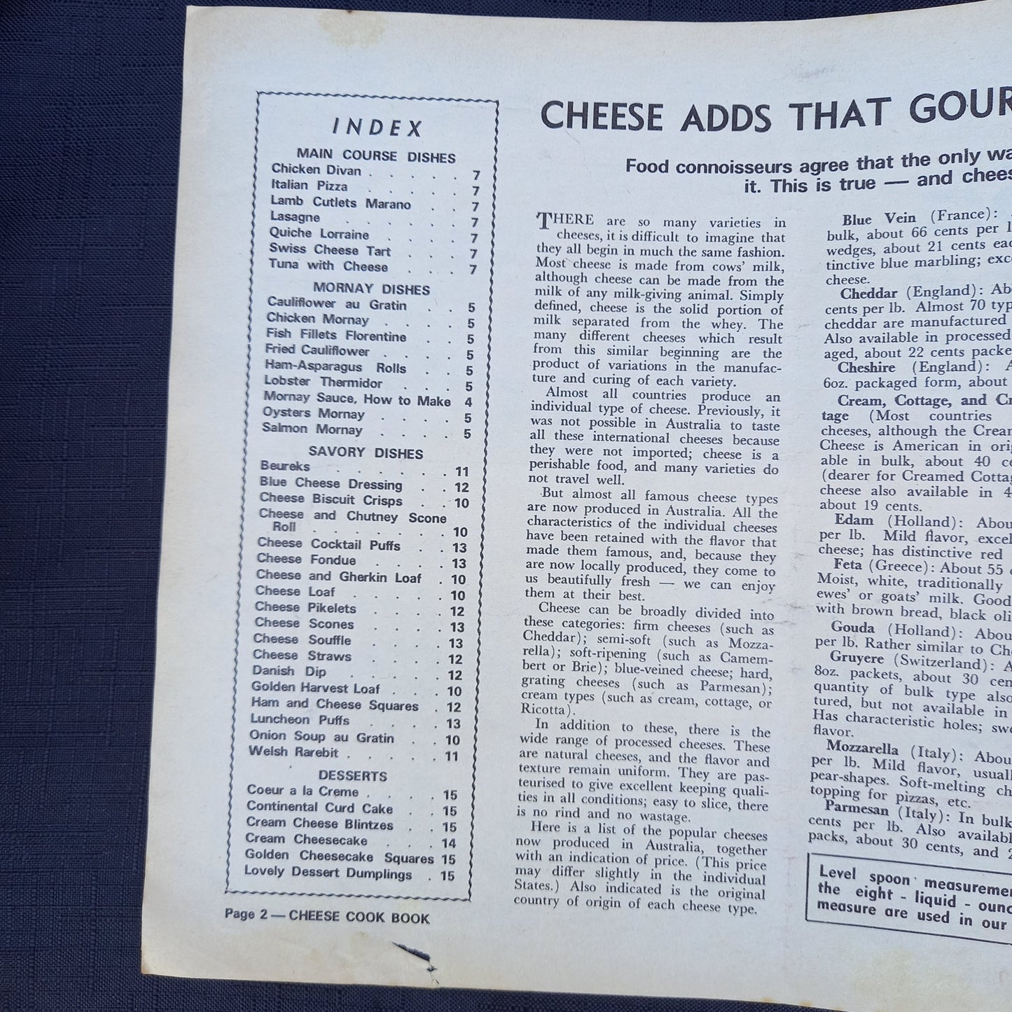 The Australian Women's Weekly presents Cheese Cook Book-Ephemera-Tilbrook and Co