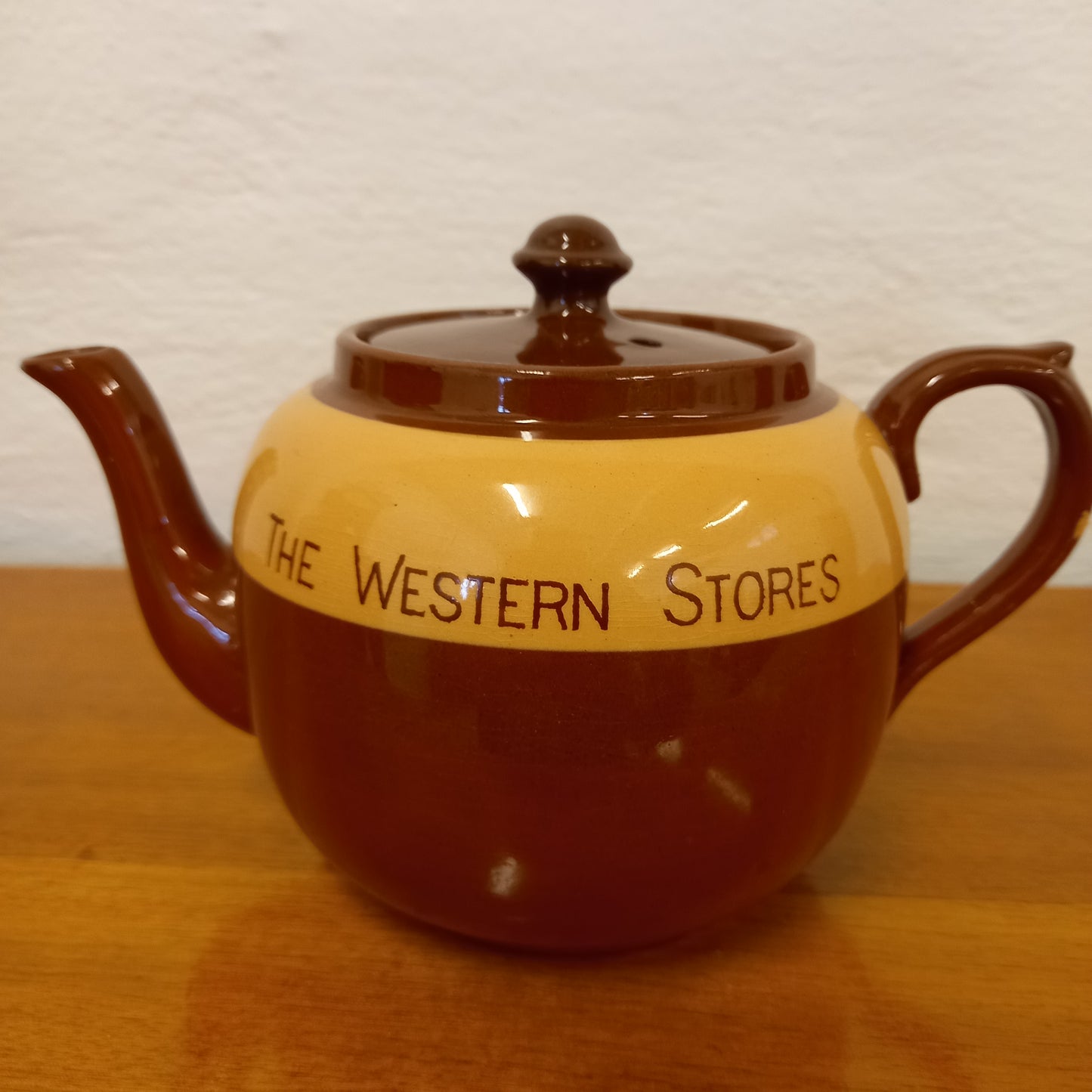 Vintage The Western Stores (rural NSW) brown & mustard 4 cup ea Pot Gibsons UK-Kitchenalia-Tilbrook and Co