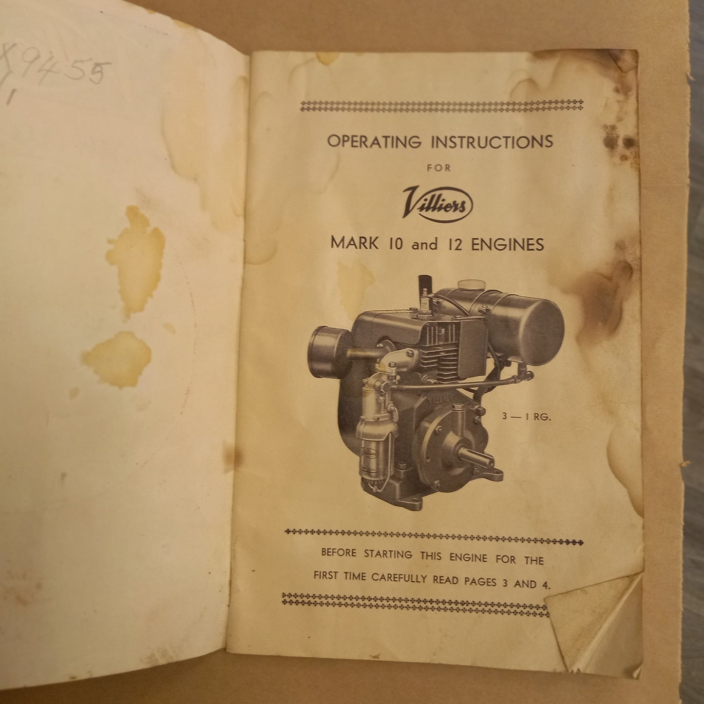 Villiers Mark 10 & 12 Four Stroke Engine – Operating Instructions and Spare Parts List-Manuals & Guides-Tilbrook and Co