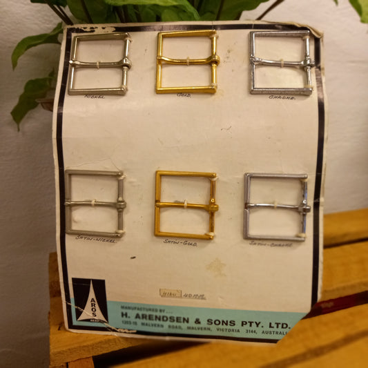 Vintage AROS Late 1960s Travelling Salesman's Buckle Sample Card 4160 set of 6 Buckles-Vintage Haberdashery-Tilbrook and Co