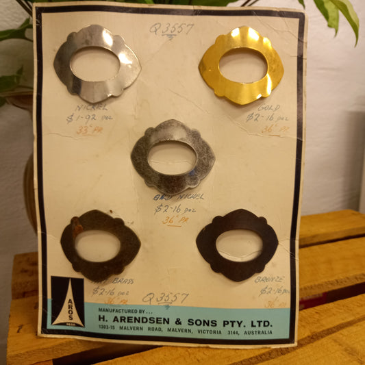 Vintage AROS Late 1960s Travelling Salesman's Buckle Sample Card Q3557 of 5 Buckles-Vintage Haberdashery-Tilbrook and Co
