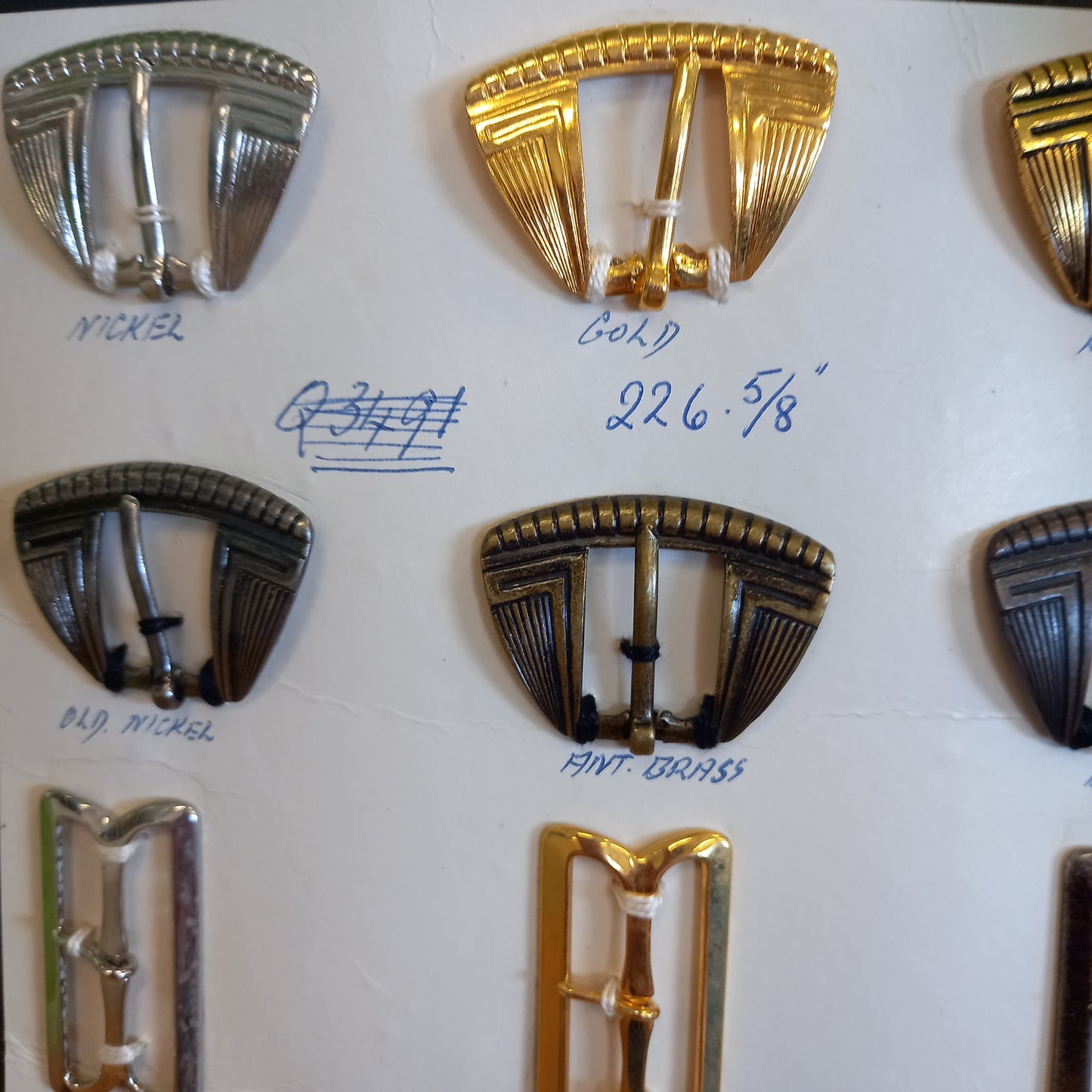 Vintage AROS Late 1960s Travelling Salesman's Buckle Sample Card Style 226 5/8" and 223 4 1/2" belt buckle-Clothing Accessories-Tilbrook and Co