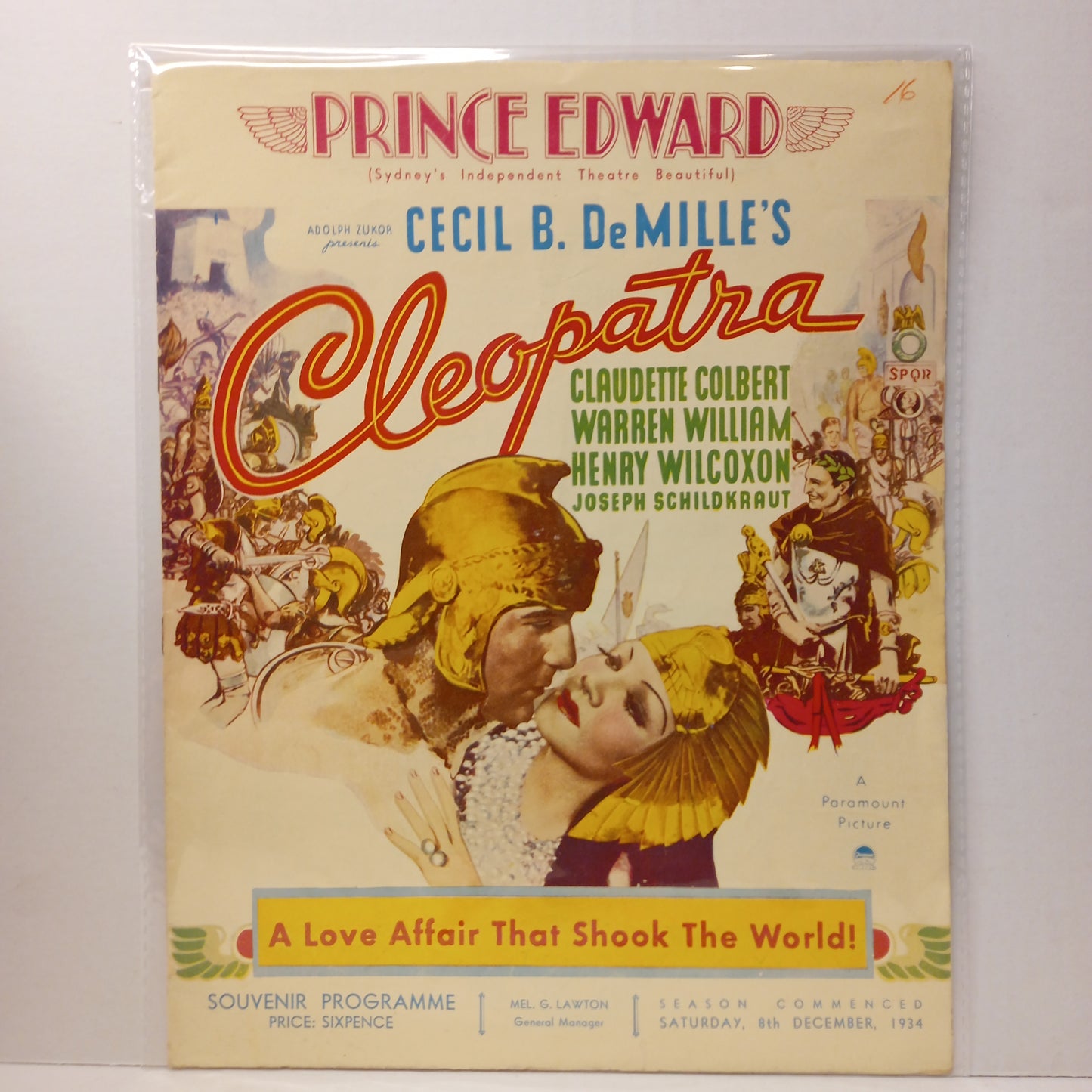 Vintage 1934 Cleopatra Souvenir Programme – Prince Edward Theatre Sydney | Cecil B. DeMille, Paramount Pictures-Vintage Ephemera – Theatre & Film Souvenir-Tilbrook and Co