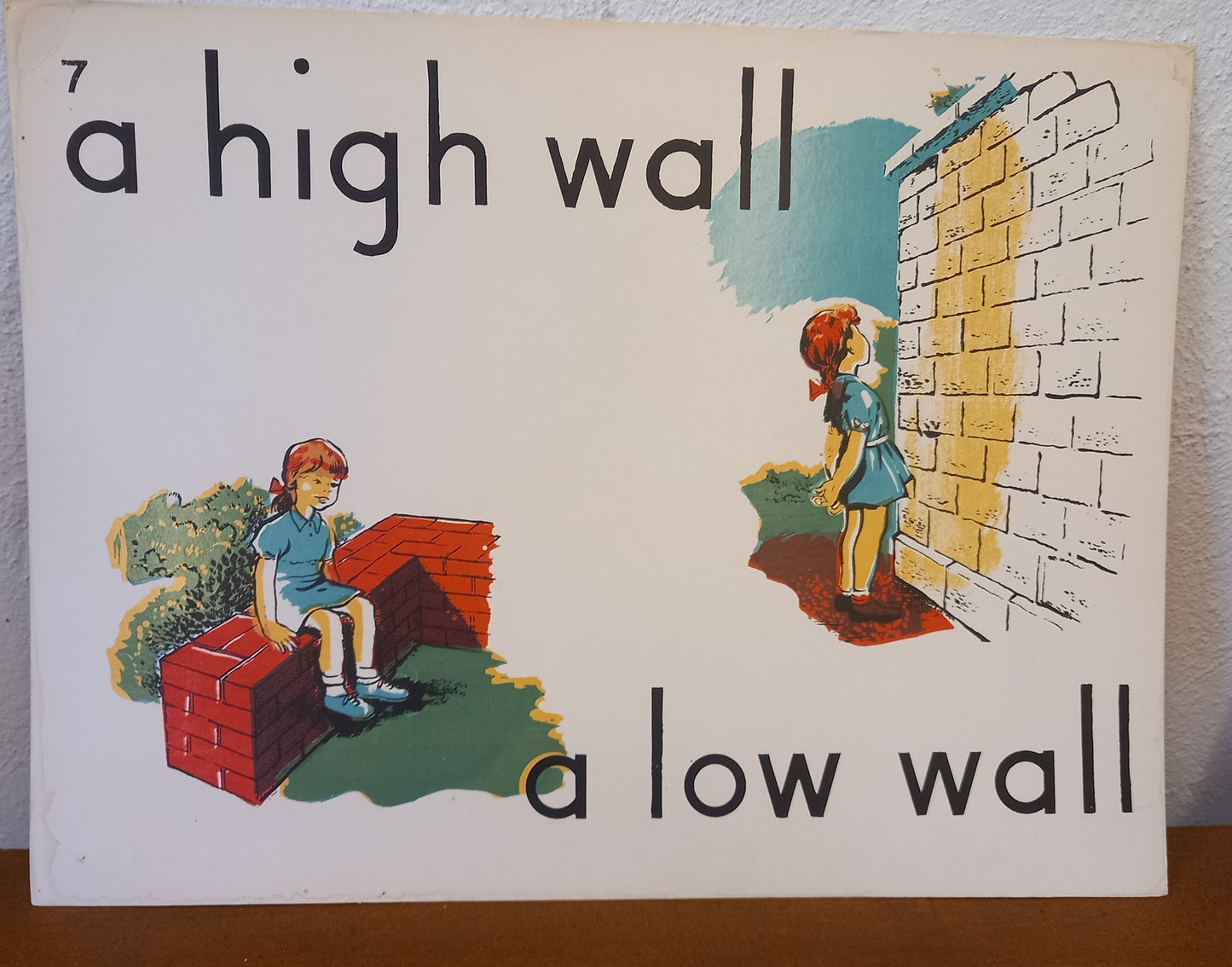 Vintage Educational Flash Card – A High Wall / A Low Wall (Card 7, 1950s/60s)-Vintage Educational Material-Tilbrook and Co