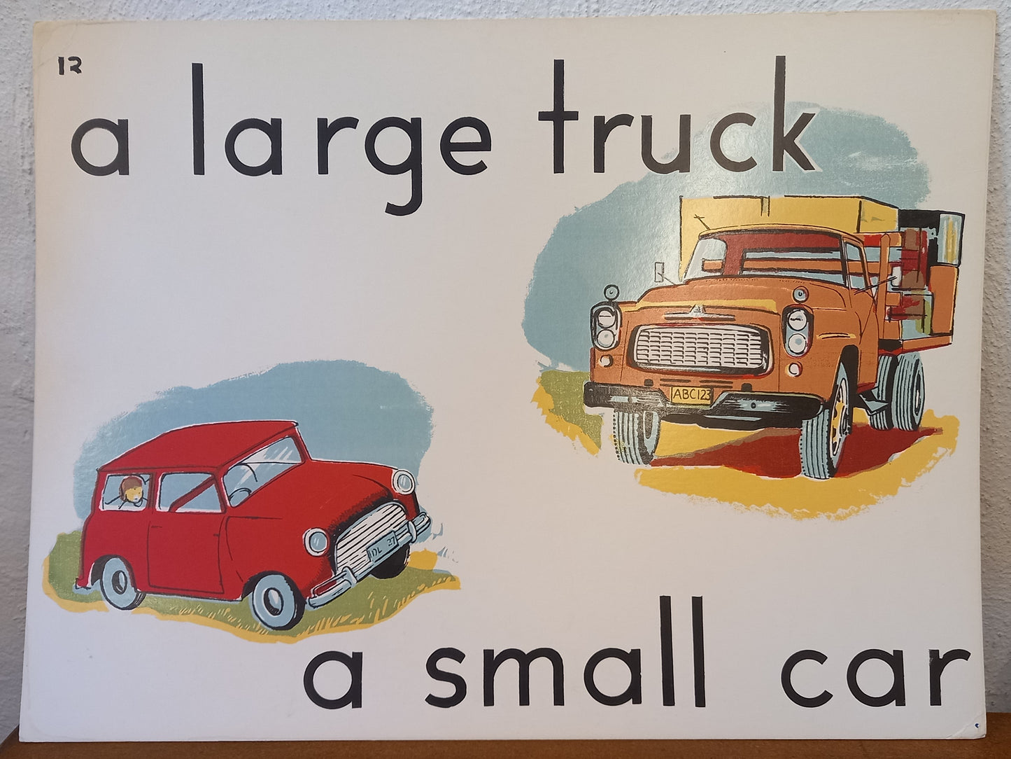 Vintage Educational Flash Card – A Large Truck / A Small Car (Card 12, 1950s/60s)-Vintage Educational Material-Tilbrook and Co