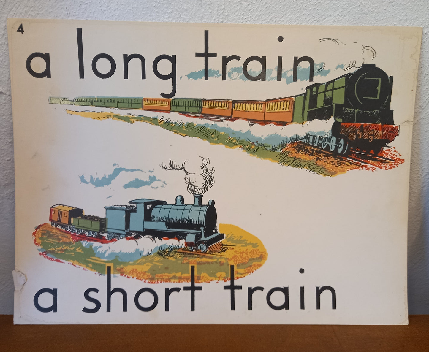 Vintage Educational Flash Cards - a long train a short train - Card 4-Ephemera-Tilbrook and Co