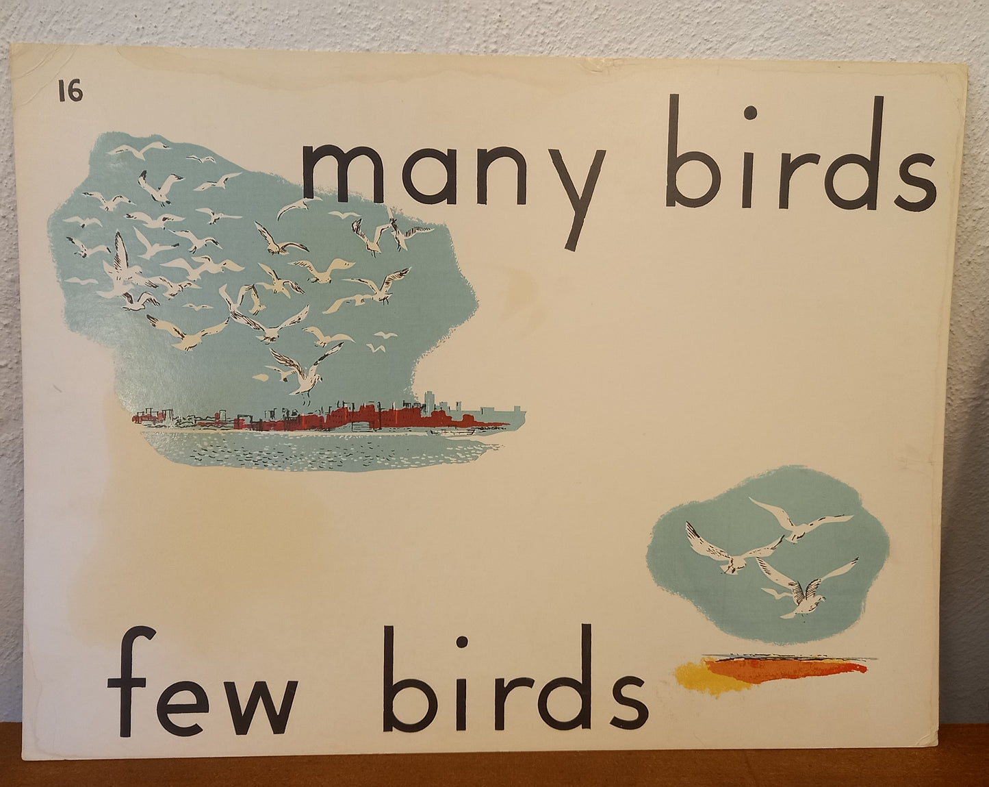 Vintage Educational Flash Card – Many Birds / Few Birds (Card 16, 1950s/60s)-Vintage Educational Material-Tilbrook and Co