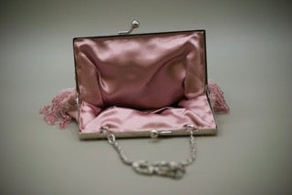 Vintage Gregory Ladner Pink Beaded Evening Bag with Silver Coloured Clasp-Clothing Accessories-Tilbrook and Co