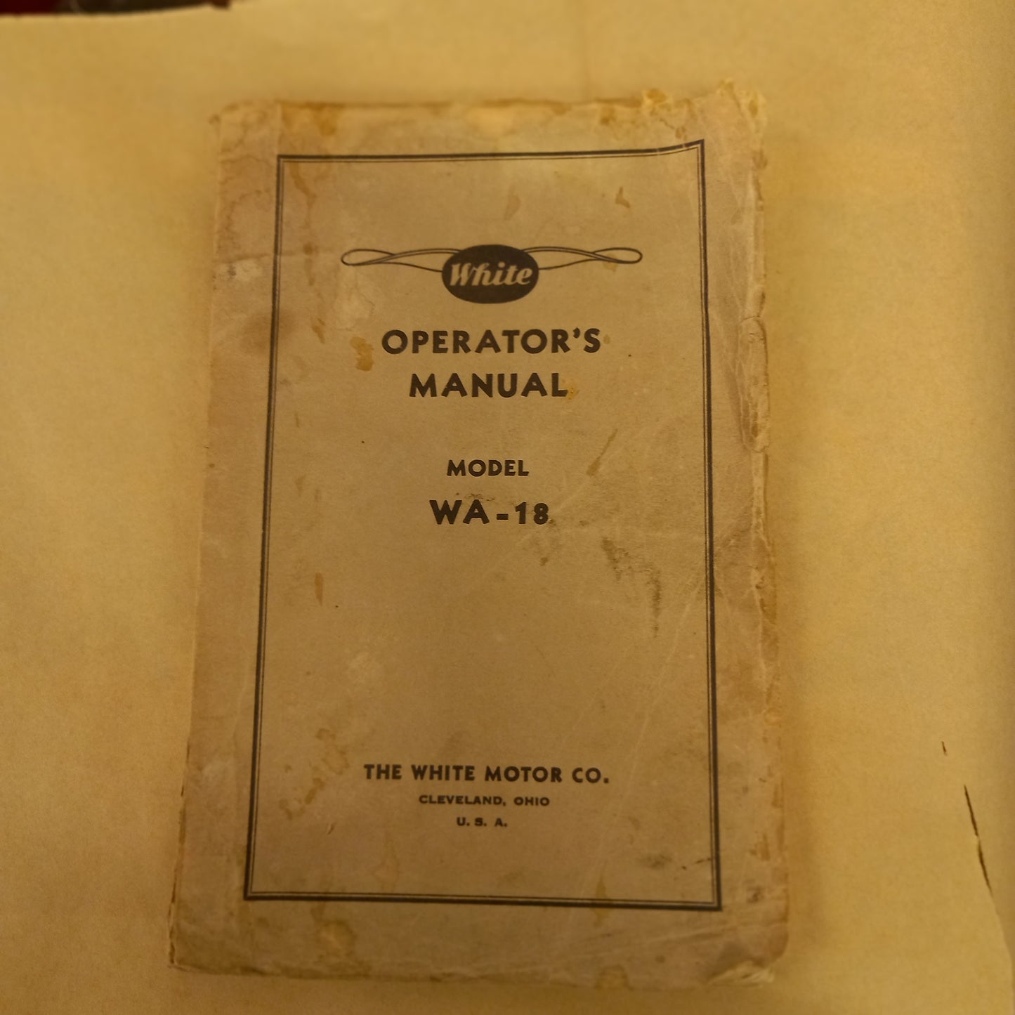 White Operators Manual – Model WA-18-Manuals & Guides-Tilbrook and Co