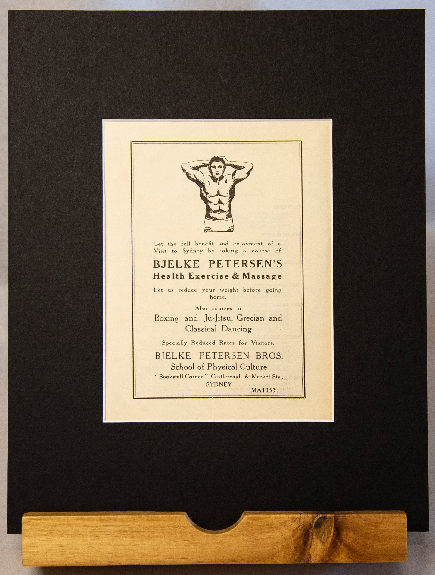 Original 1914 Bjelke Petersen’s Health Exercise and Massage – School of Physical Culture Advertisement-Vintage Ephemera-Tilbrook and Co
