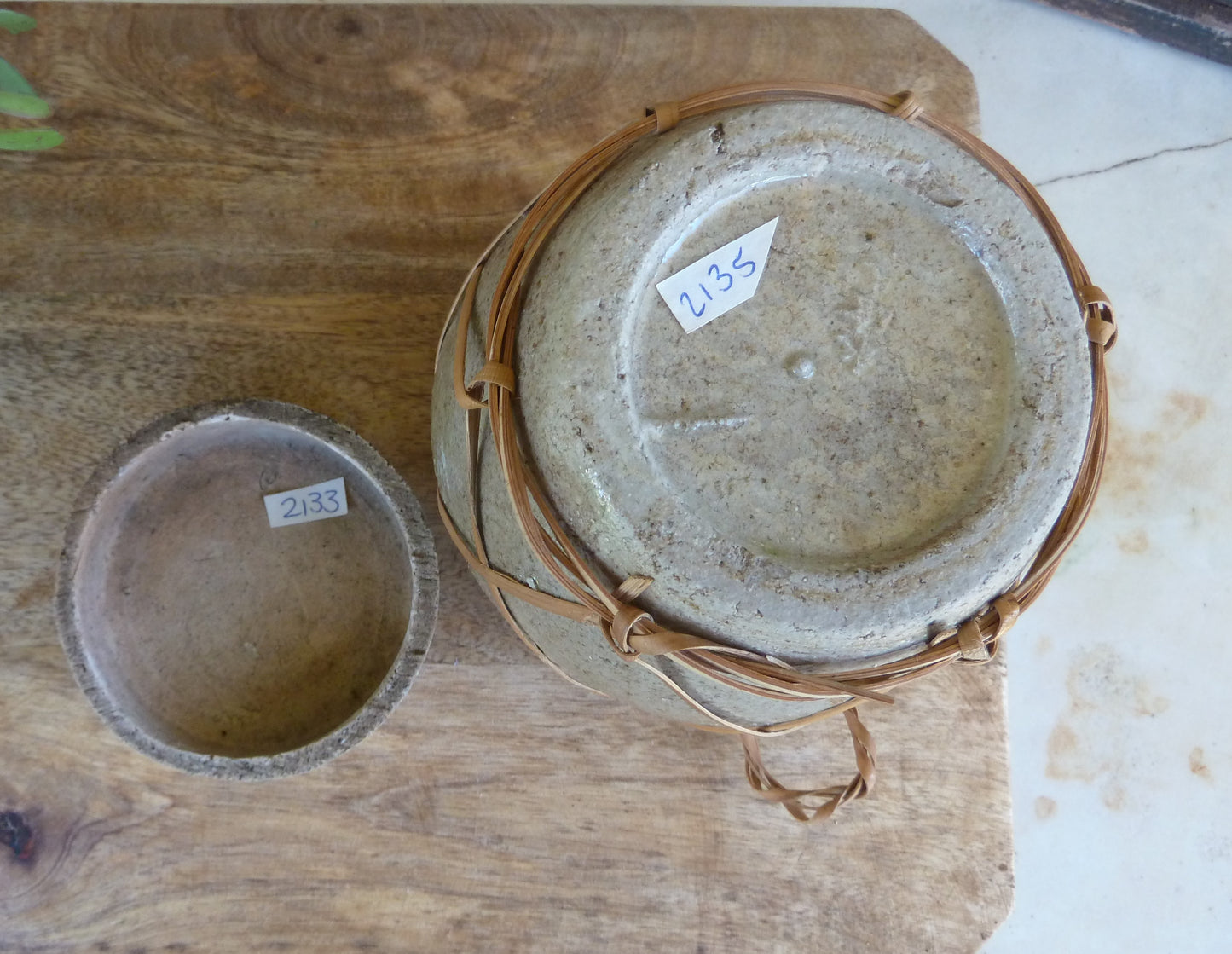 Chinese Ginger Jar with Woven Bamboo Cover & Lid – Mid-20th Century-Vintage Chinese Ginger Jar / Decorative Ceramic-Tilbrook and Co