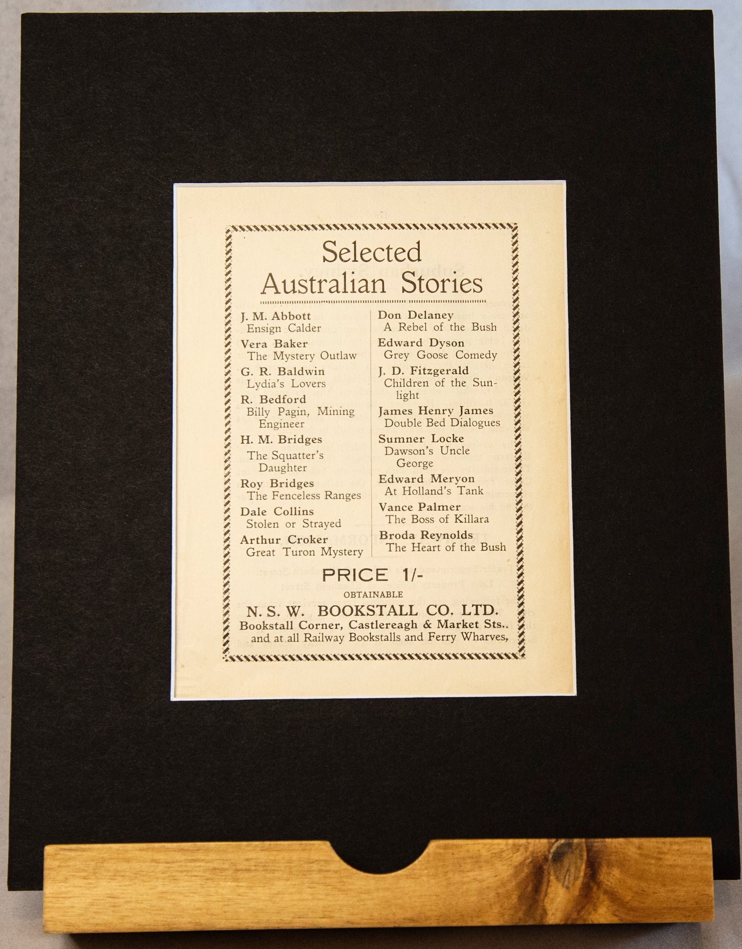Original 1914 N.S.W. Bookstall Co. Advertisement – Vintage Australian Stories Print-Vintage Ephemera-Tilbrook and Co