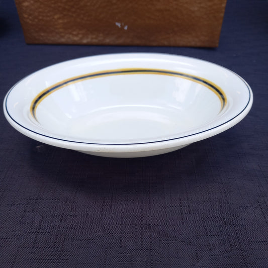 Vintage Hordura oval dish, cream with black and yellow stripes, made by Wood & Sons for Anthony Hordern & Sons Sydney