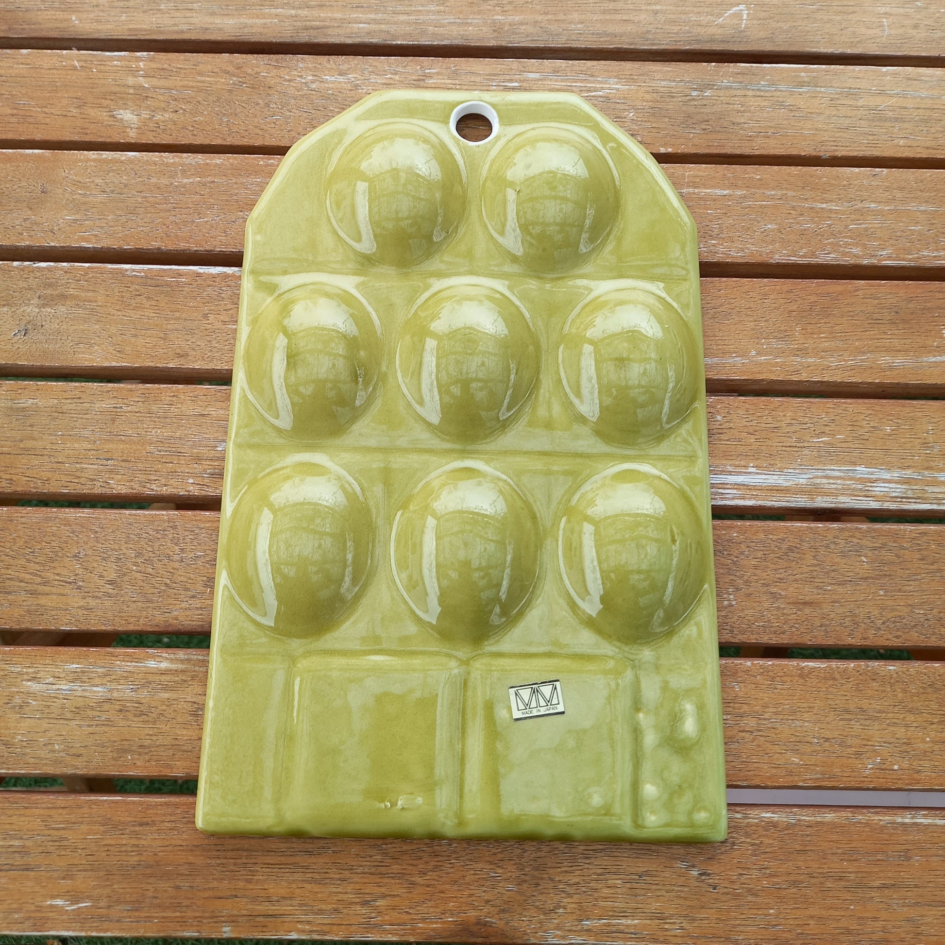Vintage Green Ceramic Devilled Egg Hanging Dish – Made in Japan-Vintage Kitchenware-Tilbrook and Co