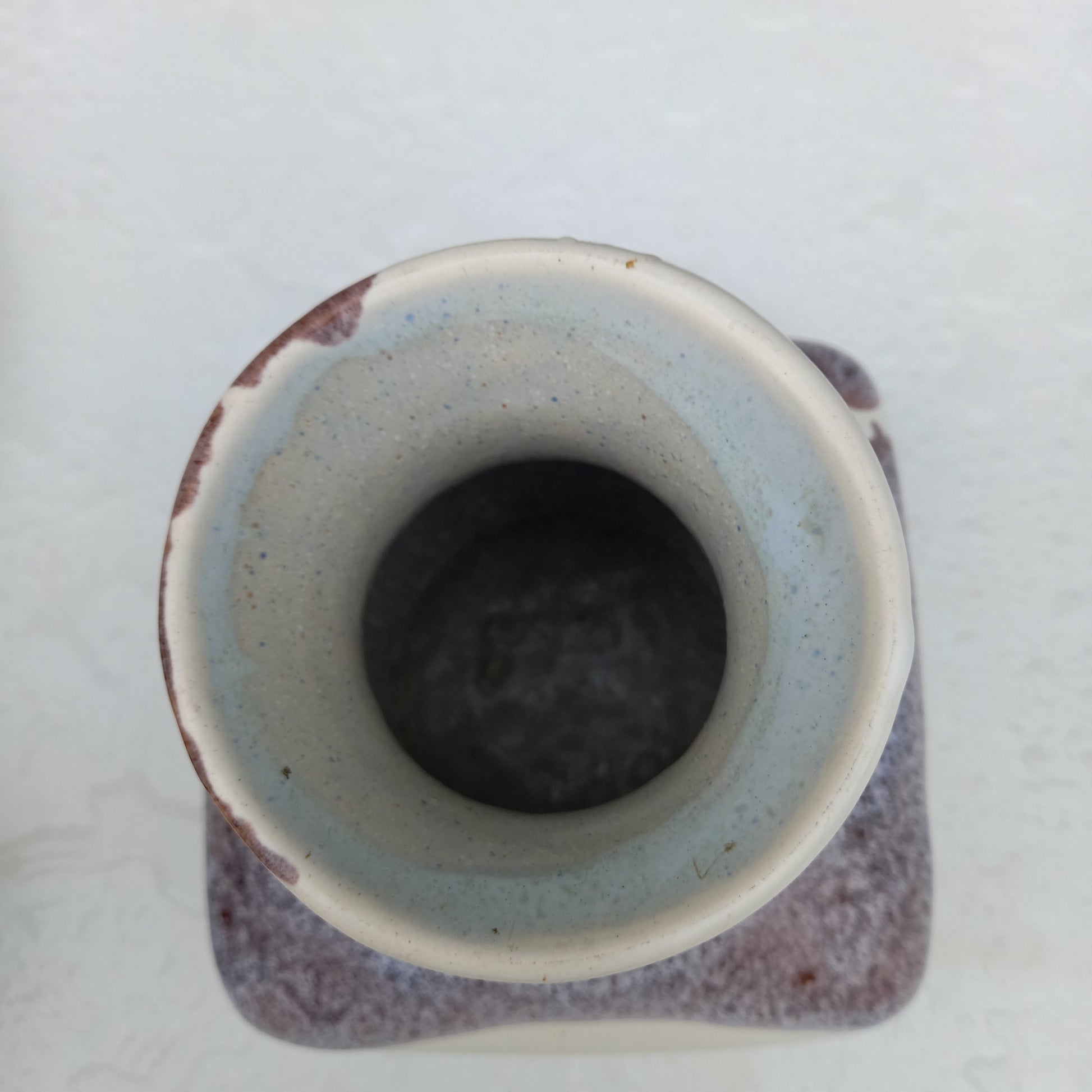 1970s Brown, Purple & Cream Pottery Vase – Pattern 490, Square Form-Vintage Vase-Tilbrook and Co
