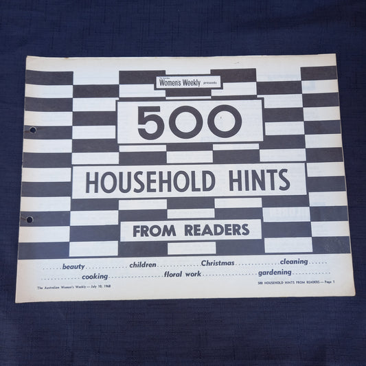 The Australian Women's Weekly Presents 500 Reader's Hints from Readers (1968 Supplement)-Ephemera-Tilbrook and Co