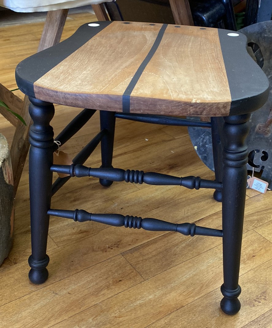 Upcycled Timber chair/stool with Black stripes-Décor-Tilbrook and Co