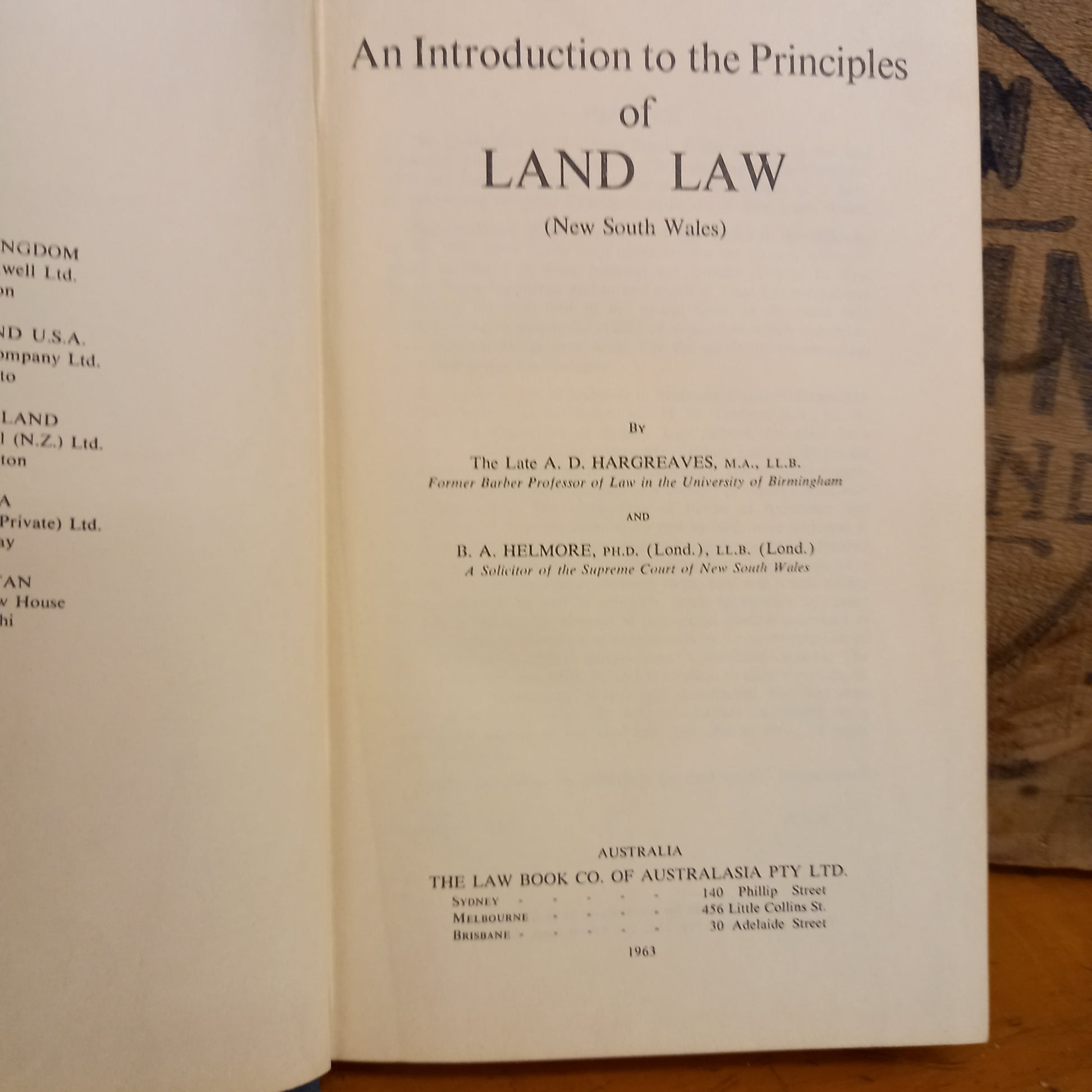 An introduction to the principles of land law (New South Wales)-Book-Tilbrook and Co