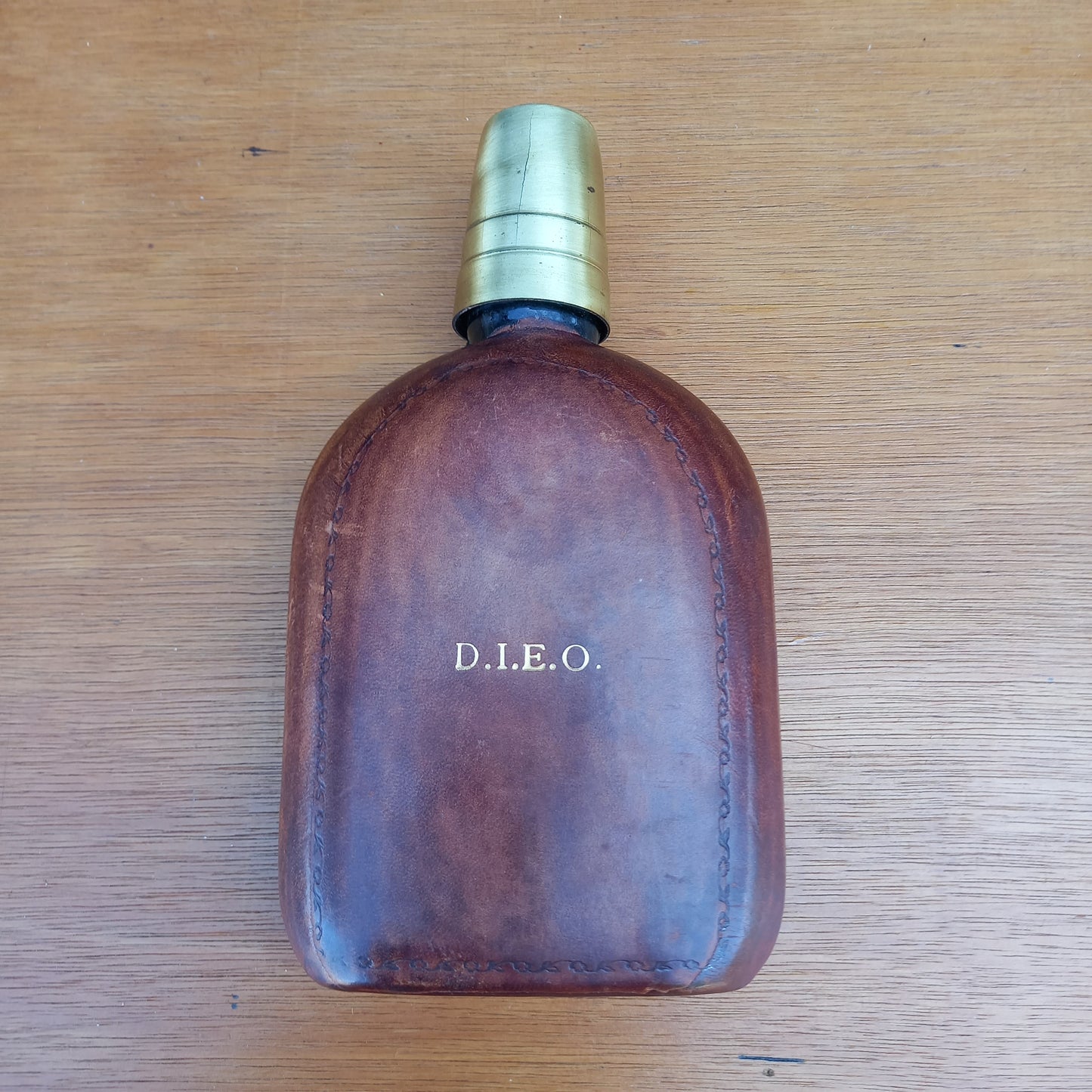 Antique Italian Florentine Leather and Brass Glass Flask Bottle-Decor-Tilbrook and Co