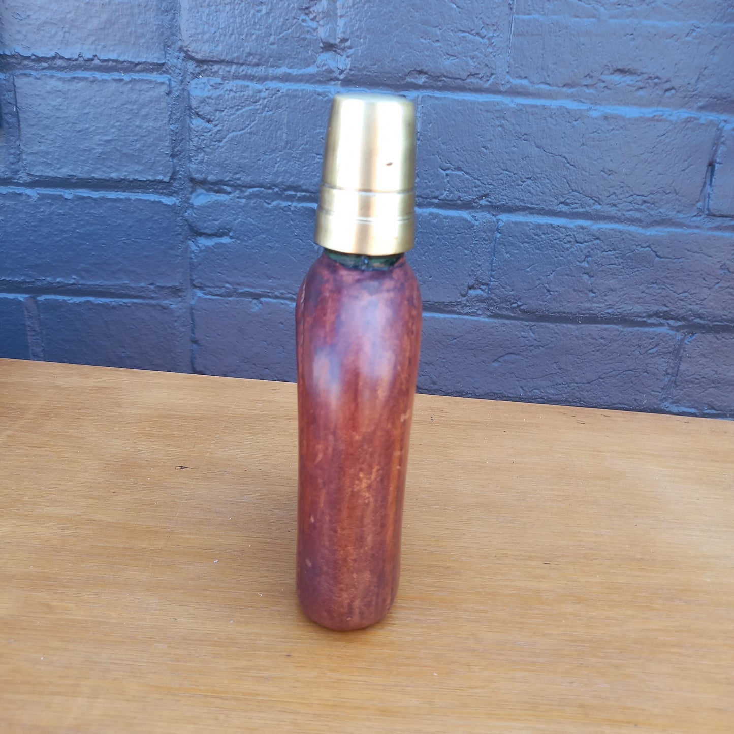 Antique Italian Florentine Leather and Brass Glass Flask Bottle-Decor-Tilbrook and Co