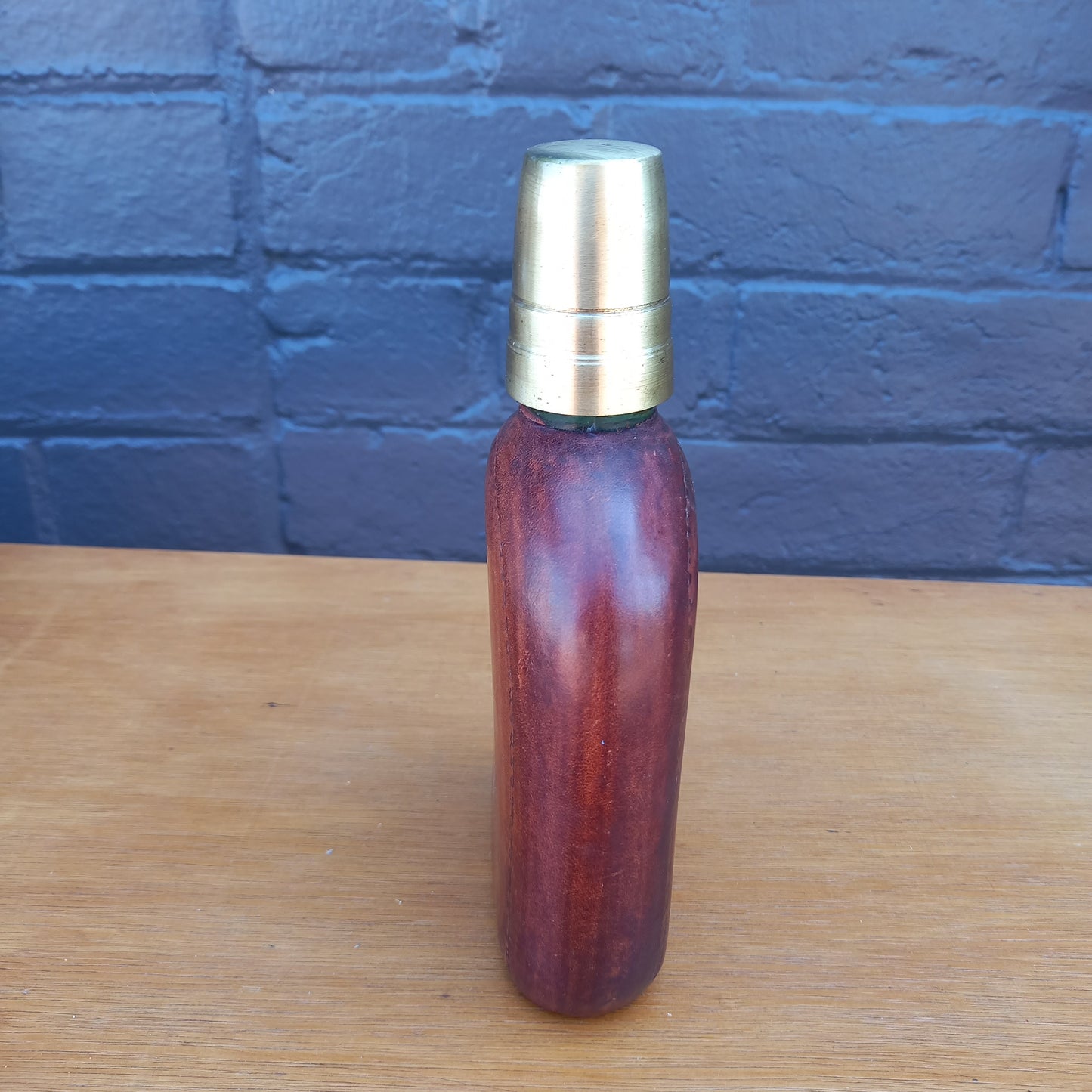 Antique Italian Florentine Leather and Brass Glass Flask Bottle-Decor-Tilbrook and Co