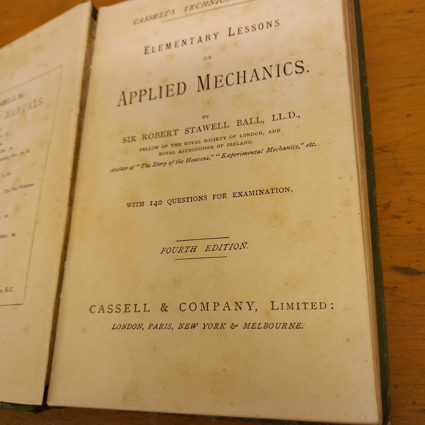 Cassell's Technical Manuals: Elementary Lessons on Applied Mechanics by Sir Robert Stawell Ball Ll.D-Book-Tilbrook and Co