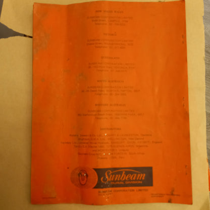Sunbeam Vertical A.C Electric Shearing Gear Model SGV Installation and Care Manual-Book-Tilbrook and Co