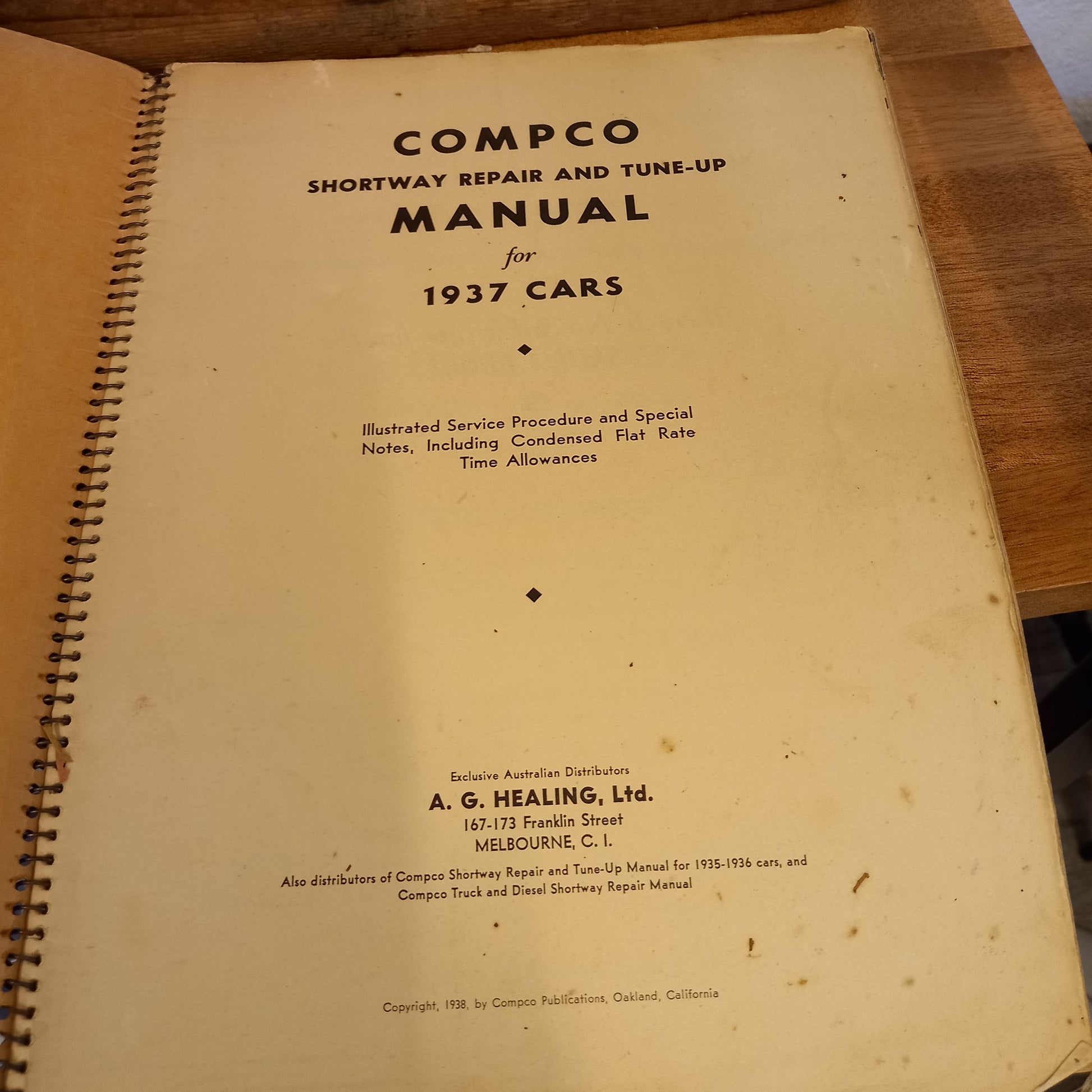 Compco Shortway Repair and Tune-up Manual for 1937 Cars-Ephemera-Tilbrook and Co