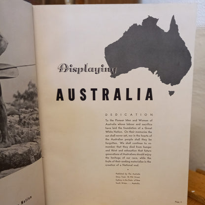 Displaying Australia / [compiled by George J. Tennent and William O. Hay ; narrative by Matt. J. Fox ; edited by John G. Bridges]-Book - Australian pictorial history / Mid-century national profile / Illustrated travel and heritage-Tilbrook and Co