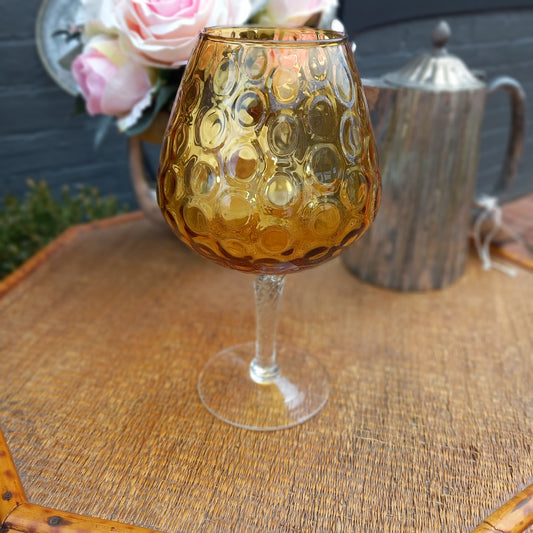 Empoli-Style Amber Glass Brandy Balloon | Vintage Italian-Style Retro Barware-Vintage Barware / Decorative Glassware-Tilbrook and Co
