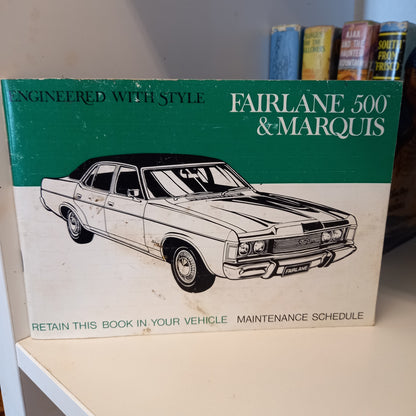 Ford Fairlane 500 and Marquis Operation/ Maintenance Schedule-Bookk-Tilbrook and Co