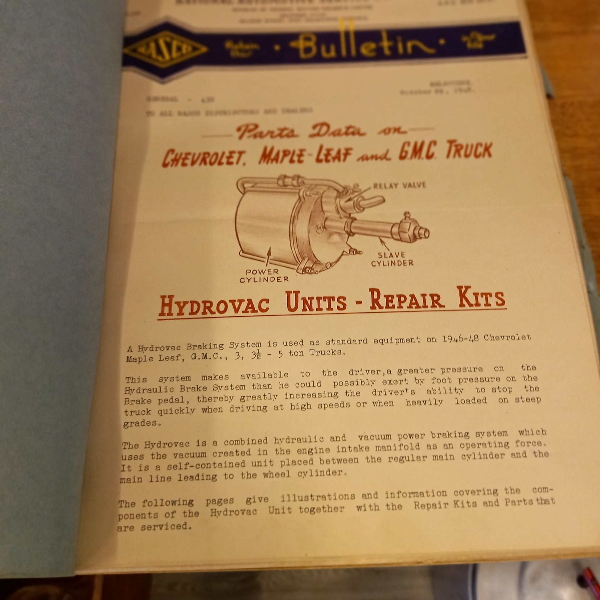 G.M.H Service Bulletins 1946 -1948 Chev, Oldsmobile, Vauxhall Bedford, Pontiac and Buick M/L GMC Trucks-Ephemera-Tilbrook and Co
