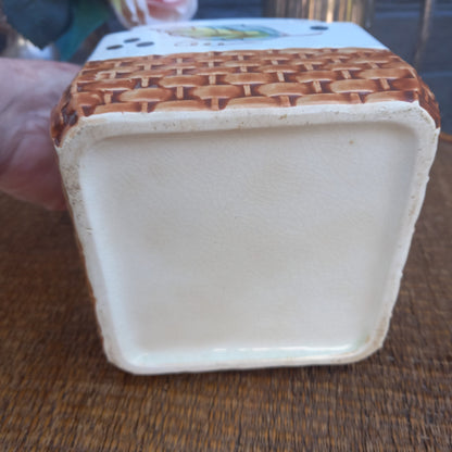 Japanese Autumn Design Biscuit Barrel with Woven Handle-Vintage Homewares-Tilbrook and Co