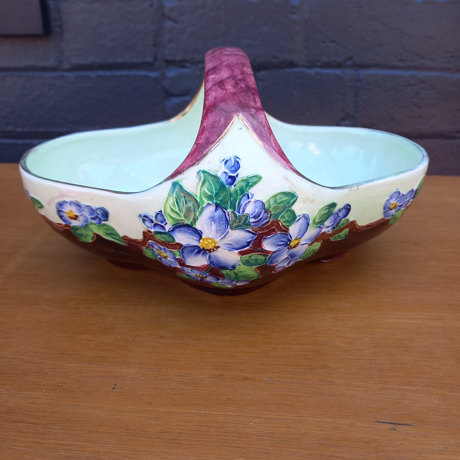 Maling Embossed Lustre Floral Bowl with Handle-Decor-Tilbrook and Co