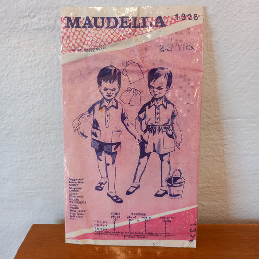 Maudella Sewing Pattern No 1328 for Boys Shirt and Trousers Size 2-3 years-Ephemera-Tilbrook and Co