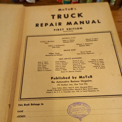 Motor's Truck and Tractor Repair Manual - 4th Edition, 1st printing-Book-Tilbrook and Co