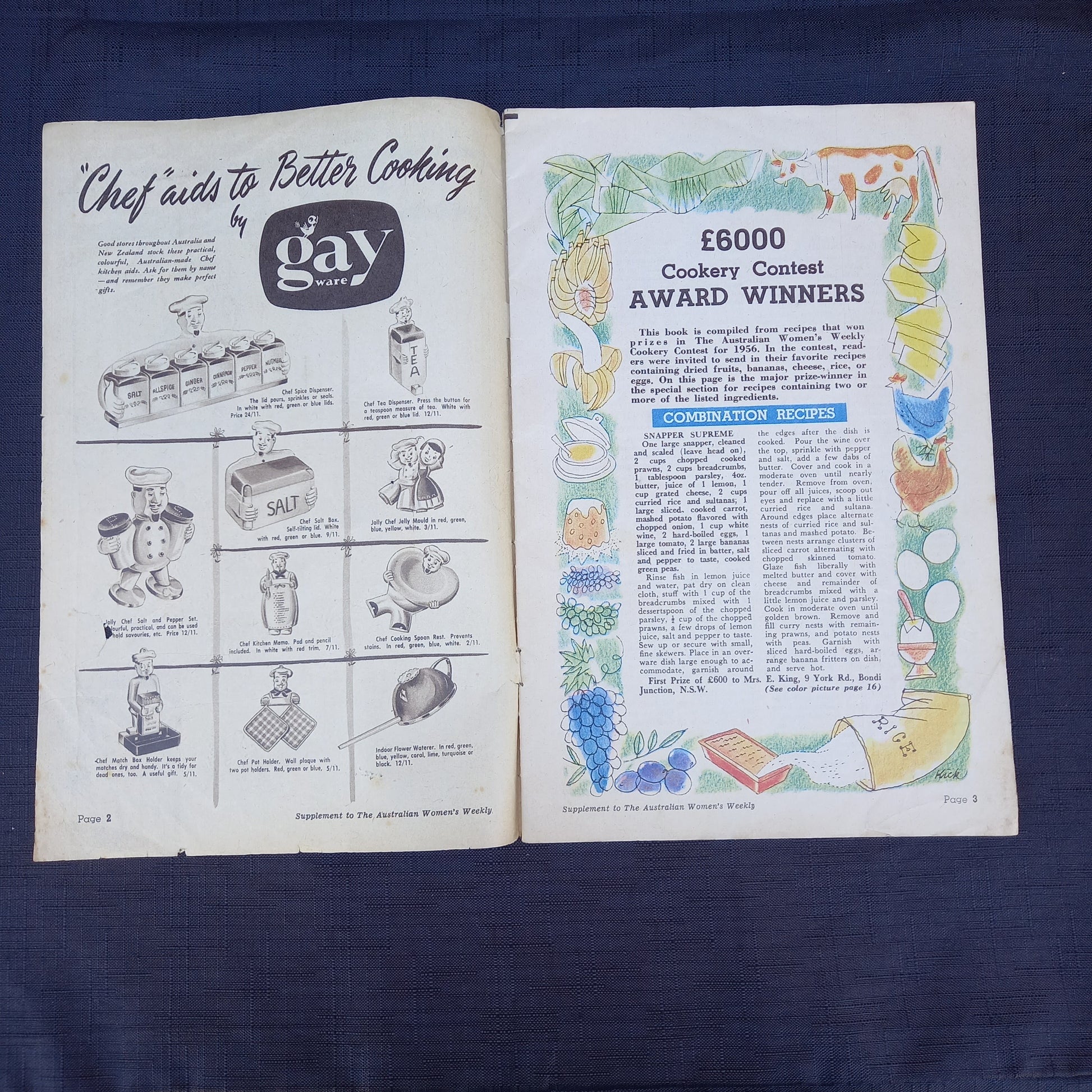 Prize Recipes from The Australian Women’s Weekly £6000 Cooking Contest (1956 Supplement)-Vintage Cookbook / Homemaking Supplement-Tilbrook and Co