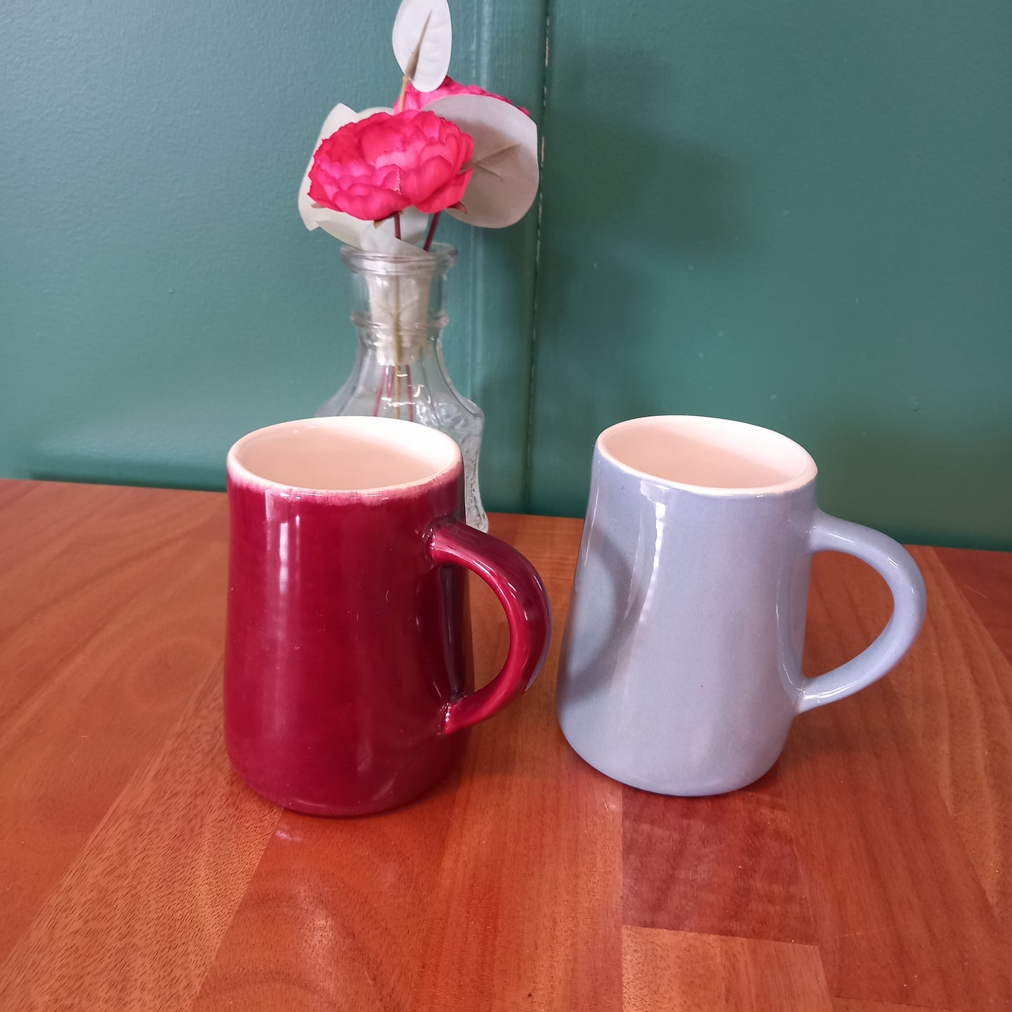 Retro Blue and Burgundy Mugs-Tilbrook and Co