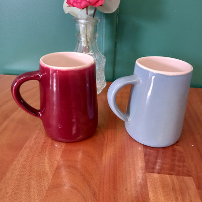 Retro Blue and Burgundy Mugs-Tilbrook and Co